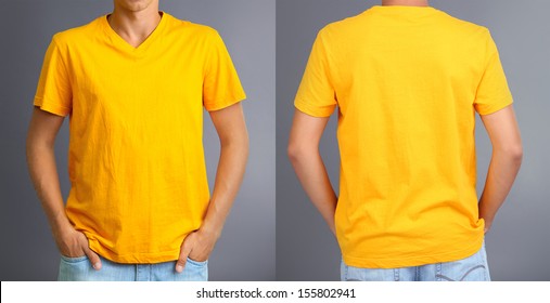 Download Tshirt Front Back Yellow Images Stock Photos Vectors Shutterstock PSD Mockup Templates