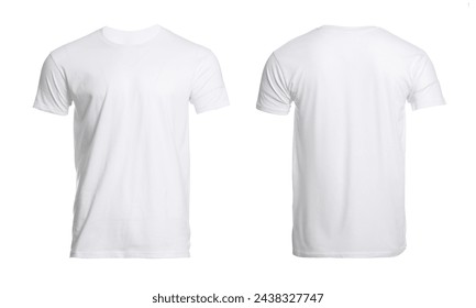 T-shirt with space for design isolated on white. Back and front views