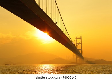 Tsing Ma Bridge In Sunset