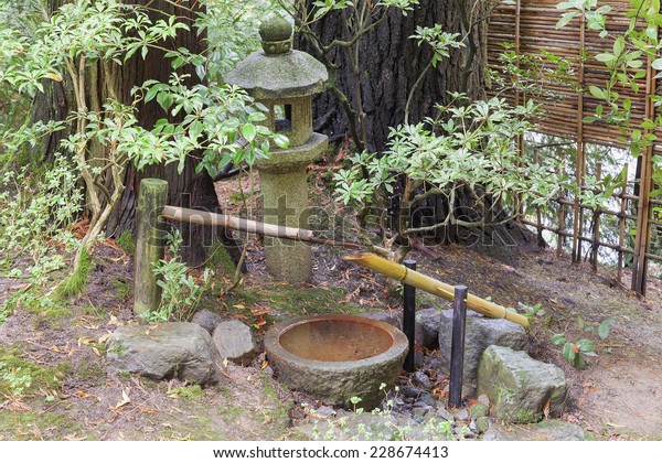 Tsukubai Water Fountain Stone Basin Bamboo Stock Photo Edit Now