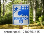 Tsunami evacuation site sign along the Oregon coast.   