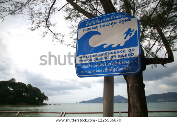 Tsunami Warning Sign Patong Beach Phuket Stock Photo Edit Now