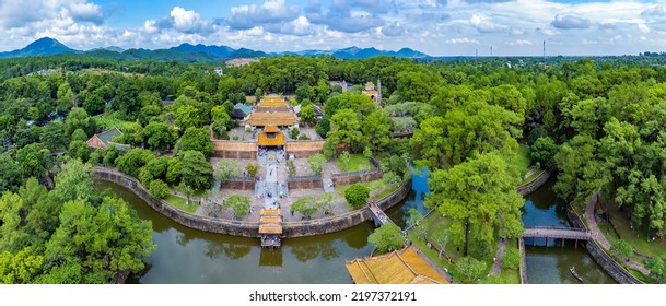 Tu Duc tomb near the Imperial City with the Purple Forbidden City within the Citadel in Hue, Vietnam. Imperial Royal Palace of Nguyen dynasty in Hue. Hue is a popular
				