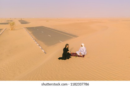 Tuareg Man Drinking Tea In A Desert