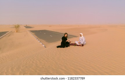 Tuareg Man Drinking Tea In A Desert