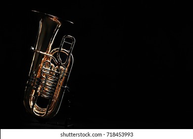 Tuba brass instrument. Wind music instrument. Orchestra bass horn trumpet isolated - Shutterstock ID 718453993