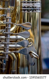 Tuba Is The Lowest-pitched Musical Instrument In The Brass Family Close Up  Of The Valves