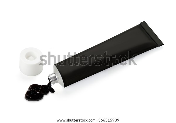 Tube Black Color On White Background 스톡 사진(지금 편집) 366515909