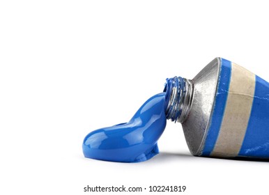 A Tube With Blue Oil Paint, Clipping Path