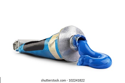 A Tube With Blue Oil Paint, Clipping Path