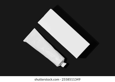 Tube With Box Mockup On Solid Color Background