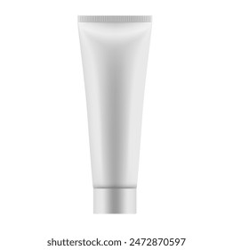 tube of cream isolated white backgraund, blank packaging cosmetic plastic tube on white background, Mockup plastic tube for cosmetics