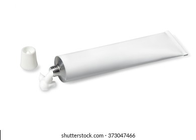 a tube of white color on a white background