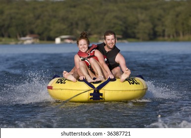 Tubing Fun On A Lake