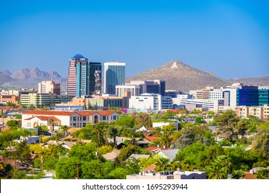 Tucson, Arizona, USA Downtown City Skyline In The Afternoon.