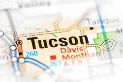 Tucson. Arizona. USA On A Map