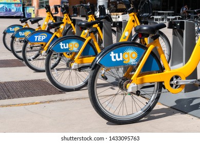 TUCSON, AZ/USA - APRIL 11, 2019: Tugo, Bike Share On The Campus Of The University Of Arizona.