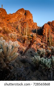 Tucson Mountain Park At The Gate Pass At Sunset, Arizona, USA