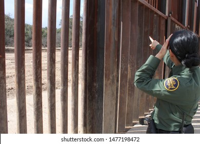 Tucson Sector, Ariz. / US - March 4, 2015: A Customs And Border Protection Agent Along The U.S.-Mexico Border. 4383