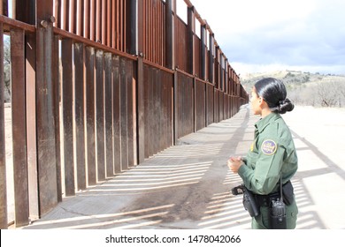 Tucson Sector, Ariz. / US - March 4, 2015: A Customs And Border Protection Agent Along The U.S.-Mexico Border. 4384