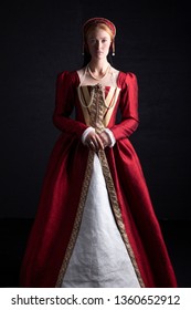 Tudor Woman In Red Dress