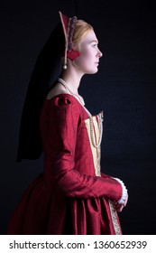 Tudor Woman In Red Dress