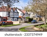 Tudor-style semi-detached houses on a suburban street in Hatch End, Harrow, London, UK