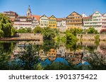 Tuebingen, old city view by the Riverfront Neckar. Tübingen, Germany