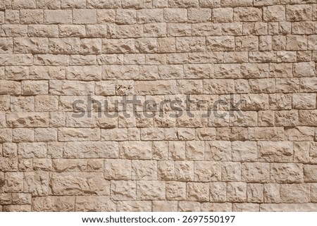 A tuff stone wall with many rows of blocks as a backdrop