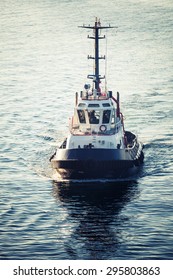 Tug Boat Underway, Front View, Tonal Correction Filter, Instagram Style