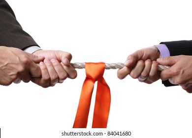 Tug Of War Concept For Business Rivalry, Dispute Or Competition