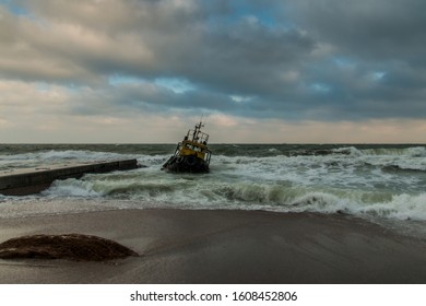 Tugboat Washed Ashore By Winter Storm