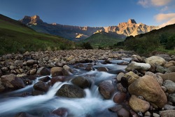 The Tugela River Flows Gently Down From The Slopes Of The Ampithetare In The Royal Natal National Park In The Drakensberg Mountains