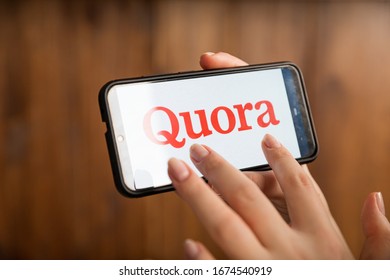 Tula Russia 16.01.20 Quora on the phone display isolated.