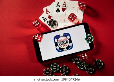 Tula, Russia - March 02, 2021: World Series Of Poker Logo On IPhone Display