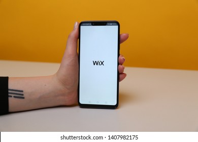 Tula, Russia - May 12 , 2019: Wix on phone display.