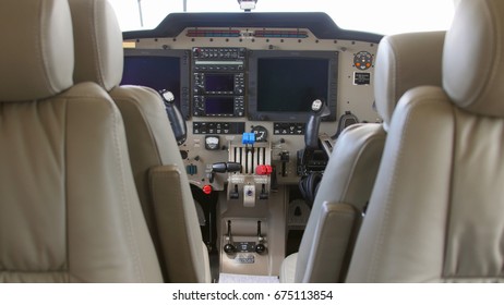 TULCEA, ROMANIA - APRIL 27: Interior Of A Twin Engine Plane During A Test Flight Over The International Airport Danube Delta On April 27, 2015 In Tulcea, Romania