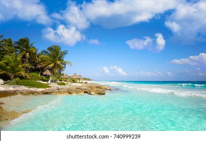 Tulum Caribbean Turquoise Beach In Riviera Maya Of Mayan Mexico