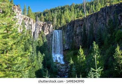 Tumalo Falls cascades through the forest near Bend, Oregon