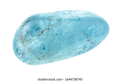 tumbled aquamarine (blue beryl) gemstone cutout on white background - Shutterstock ID 1644738745