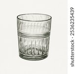 Tumbler (ca.1936) by John Dana. Vintage glass Tumbler watercolor on paper art illustration, glass Tumbler antique design. Antique glass Tumbler watercolor  art print.