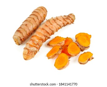 Tumeric Root Isolated On White Background