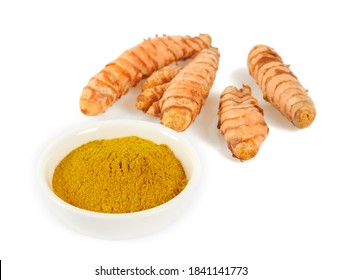 Tumeric Root Isolated On White Background