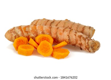 Tumeric Root Isolated On White Background