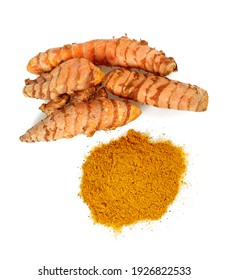 Tumeric Root Isolated On White Background