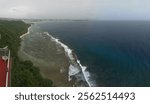 Tumon bay and Guam sea coast aerial view