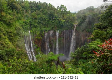 Tumpak Sewu, Also Known As Coban Sewu, Is A Tiered Waterfall In East Java, Indonesia