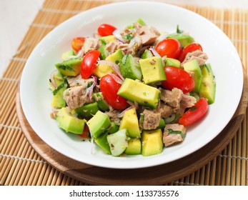 Tuna And Avocado Salad In A Bowl