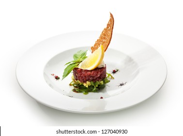 Tuna with Avocado Tartare with Lemon Slice