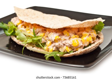 Tuna With Corn In A Whole Wheat Pita